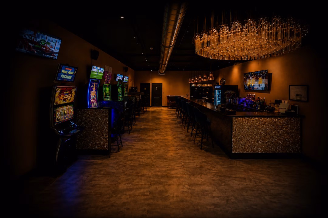 Bacchus Slots and Gaming lounge, gaming floor, and bar