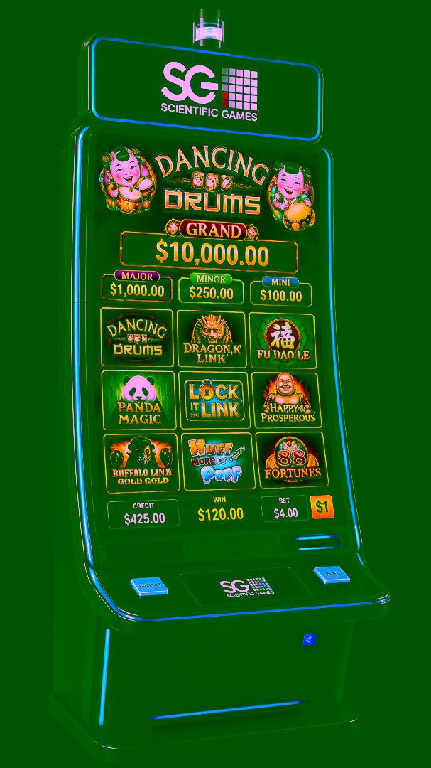 SG slot machine cabinet at Bacchus